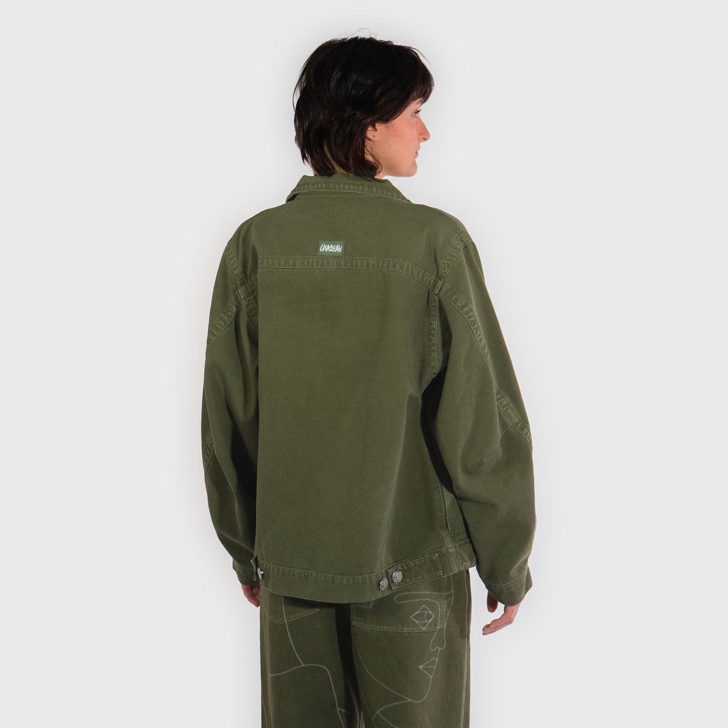 Veste en coton, manches ballons, imprimé au laser haute définition.