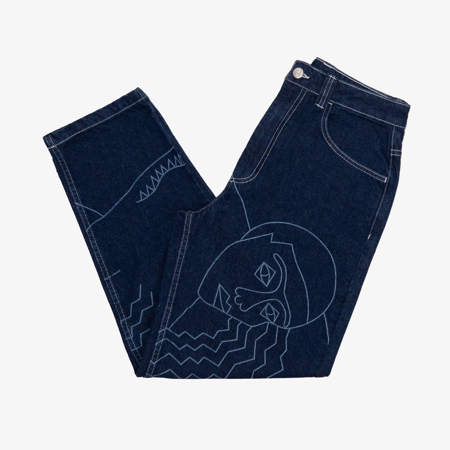 Line-printed jeans