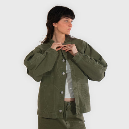 Veste en coton, manches ballons, imprimé au laser haute définition.